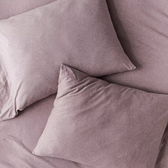 New UO T-Shirt Jersey Pillowcase Set of 2 in Dusty Rose/Lilac Heathered Knit - Picture 6 of 6